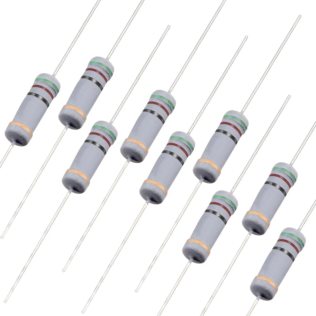 200Pcs 51 Ohm Resistor, 1W 5% Tolerance Carbon Film Resistors, 4 Bands for DIY Electronic Projects and Experiments