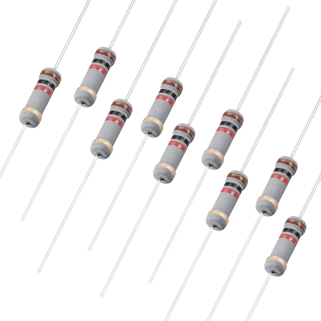 100pcs 1W 1K Ohm Carbon Film Resistor 5% Tolerance 4 Color Bands