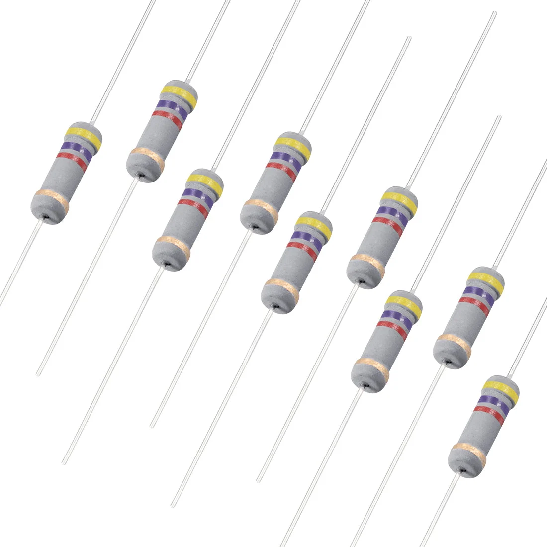 100pcs Carbon Film Resistors 4.7k Ohm 1W 5%Tolerances 4 Color Bands