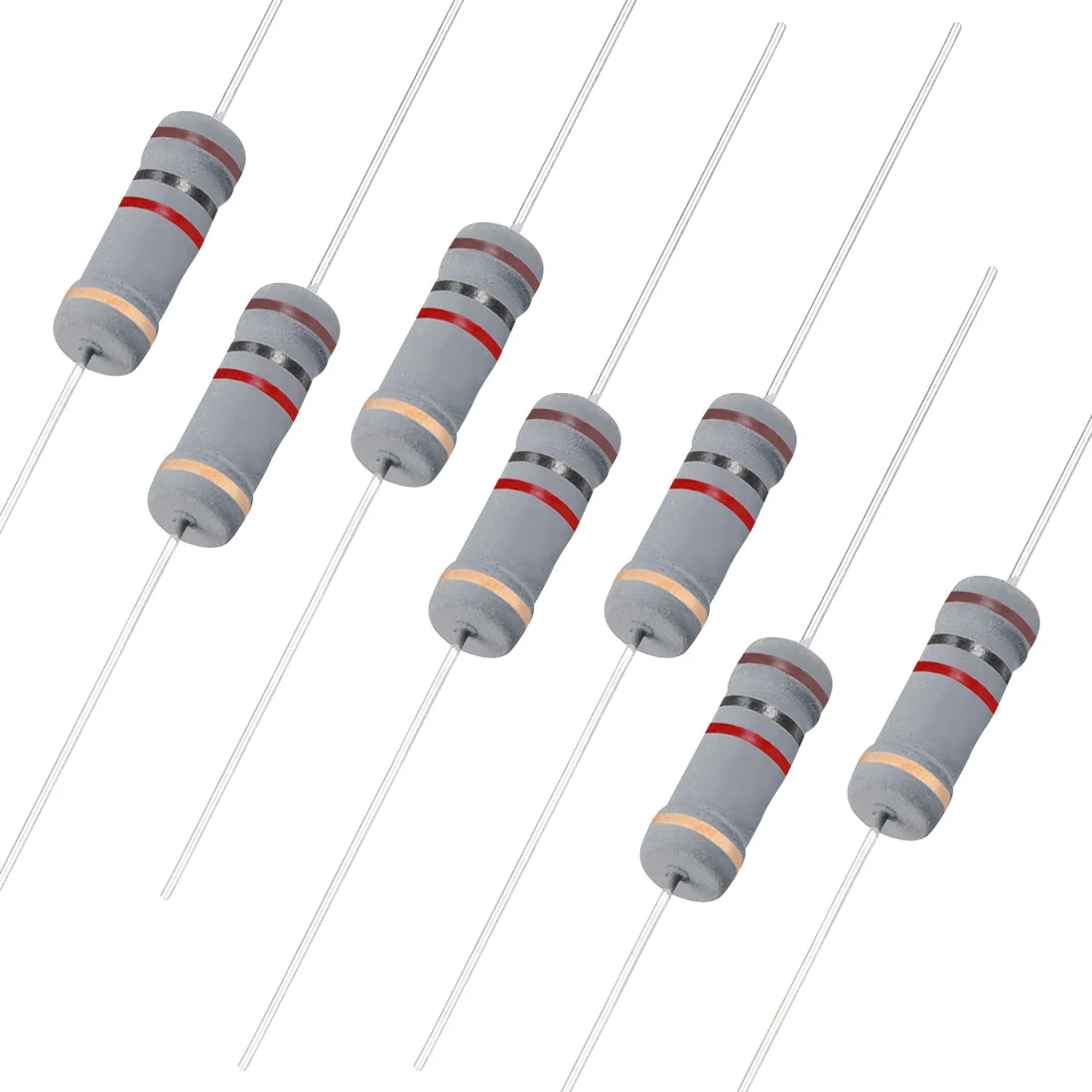 50 Pack 2W 1K Ohm Carbon Film Resistor 5% Tolerance 4 Color Bands