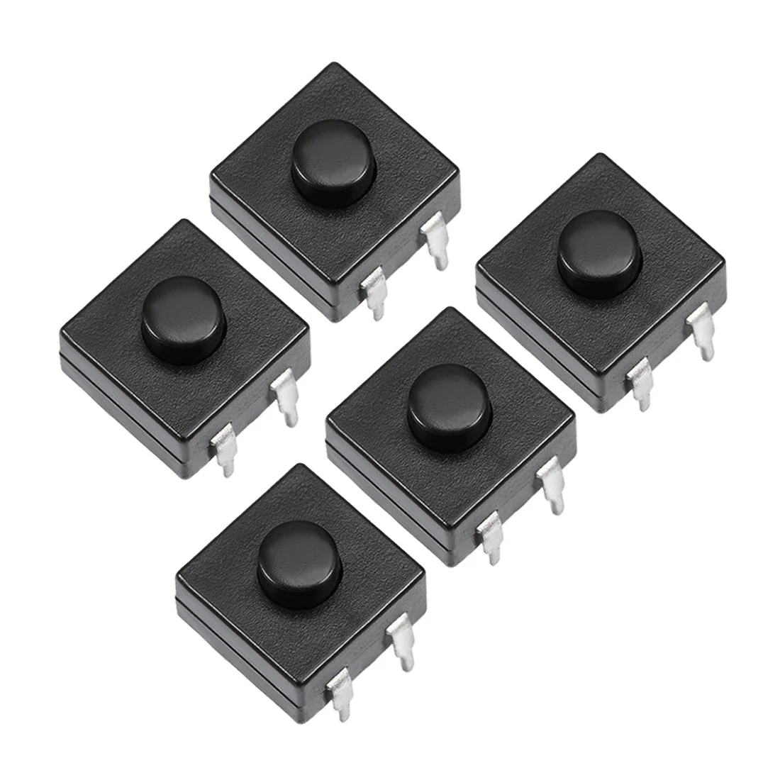 5 Pcs 12x12x9mm 3 Poles PCB Latching Tactile Tact Push Button Switch for Torch