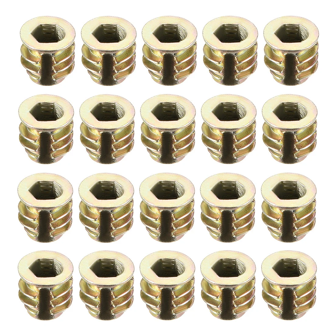 Threaded Insert Nuts Zinc Alloy Hex Socket M4 Internal Threads 8mm Length 20pcs