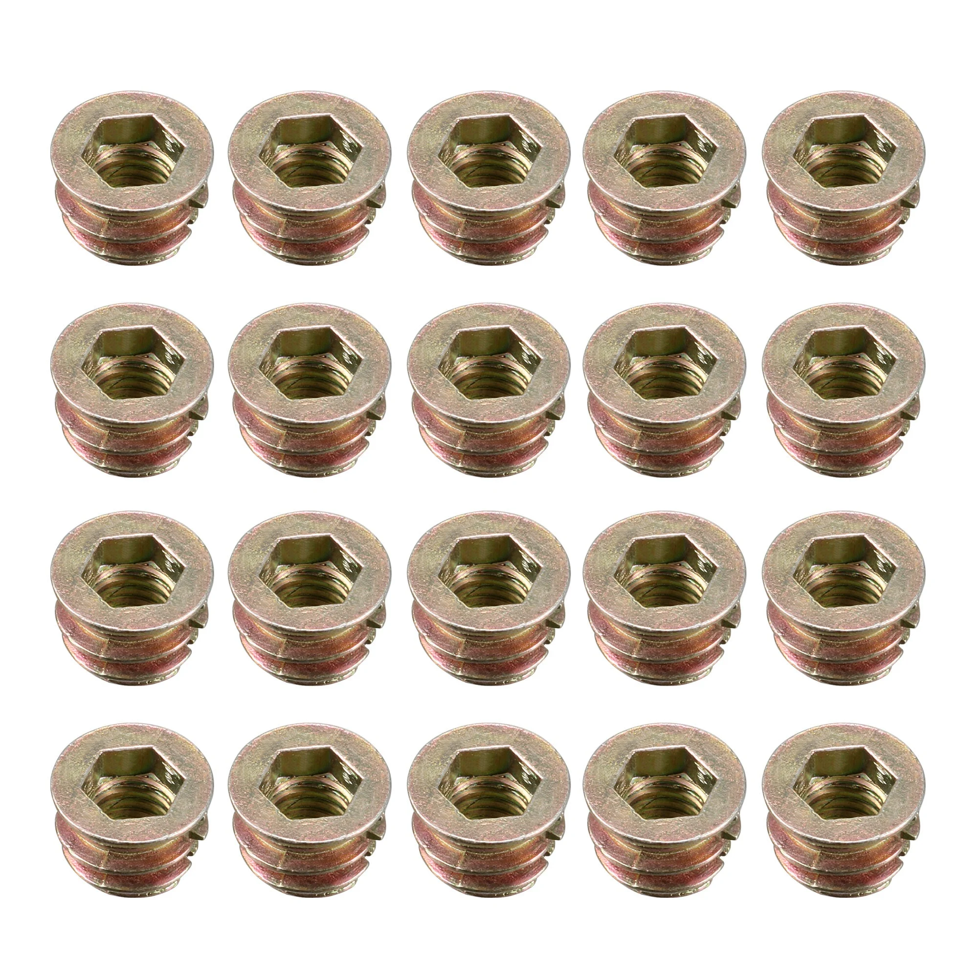 Threaded Insert Nuts Zinc Alloy Hex Socket M6 Internal Threads 8mm Length 20pcs