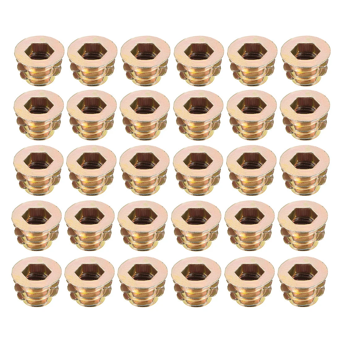 Threaded Insert Nuts Zinc Alloy Hex Socket M6 Internal Threads 8mm Length 30pcs
