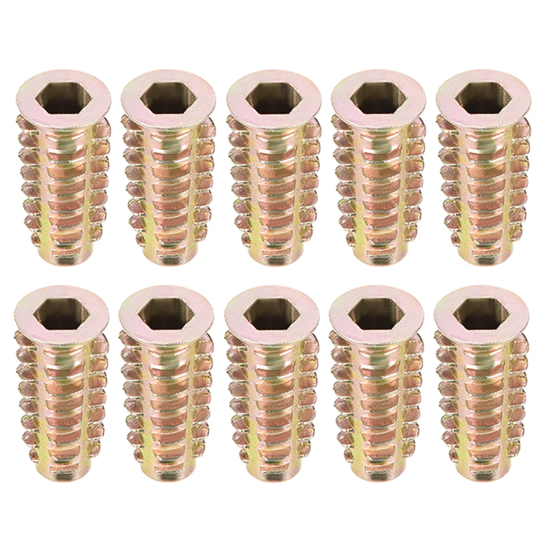 Threaded Insert Nut, Zinc Alloy Hex Socket M6 Internal Thread 25mm Length 10pcs