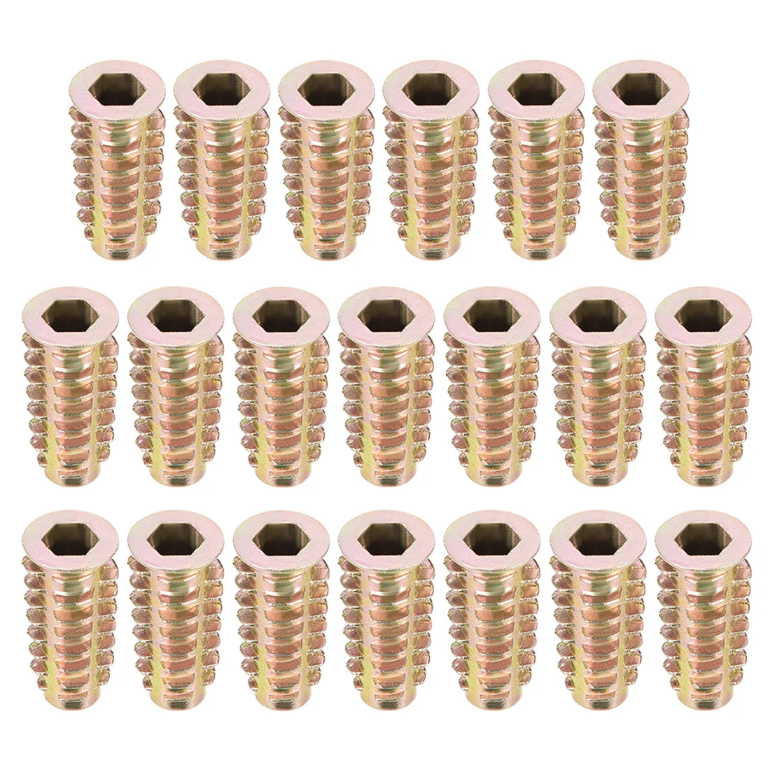 Threaded Insert Nuts Zinc Alloy Hex Socket M6 Internal Threads 25mm Length 20pcs