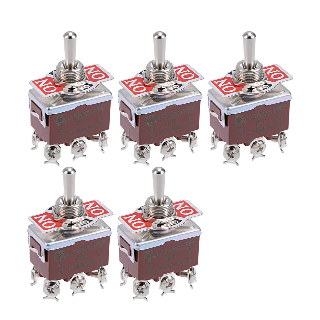 DPDT Rocker Toggle Switch Heavy-Duty 15A 250V 6P (Momentary ON)/OFF/(Latching ON) Metal Bat 5pcs