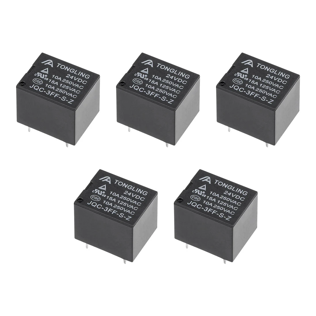 5 Pcs JQC-3FF-S-Z DC 24V Coil SPDT 5 Pin PCB Electromagnetic Power Relay Black