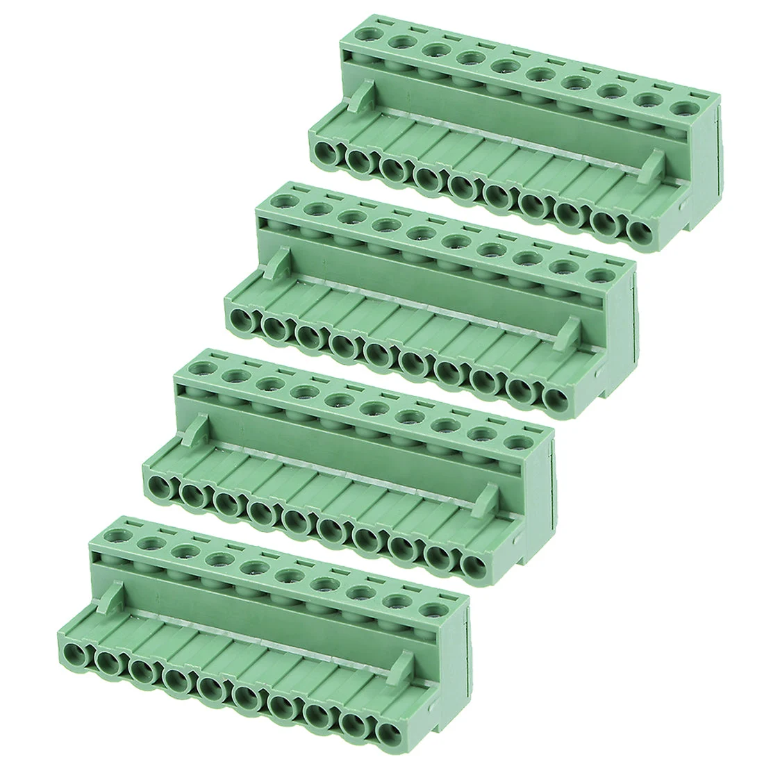4Pcs AC 300V 15A 5.08mm Pitch 10P Flat Angle Needle Seat Insert-In PCB Terminal