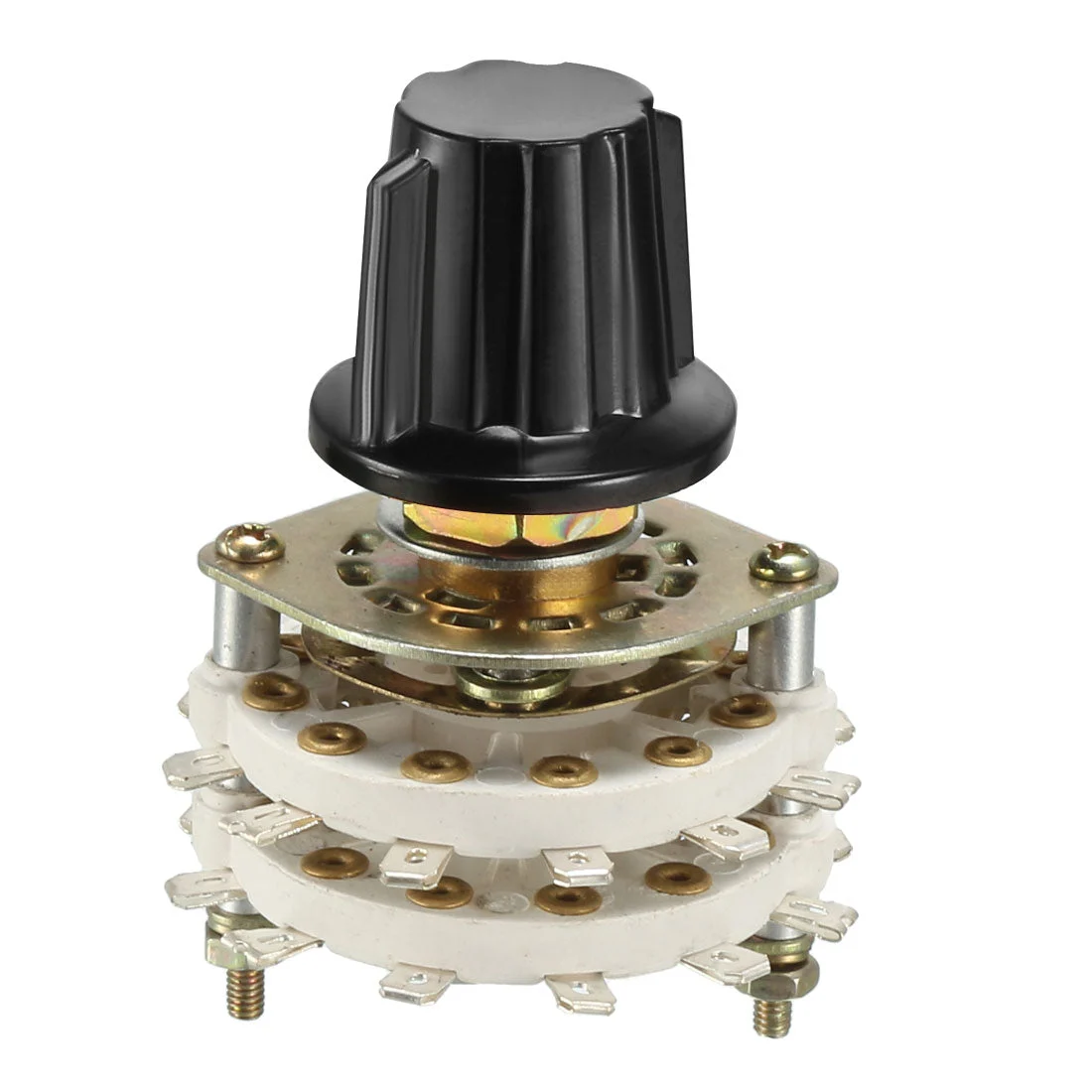6P3T 6 Pole 3 Throw 2 Deck Band Channel Rotary Switch Selector with Plastic Knob