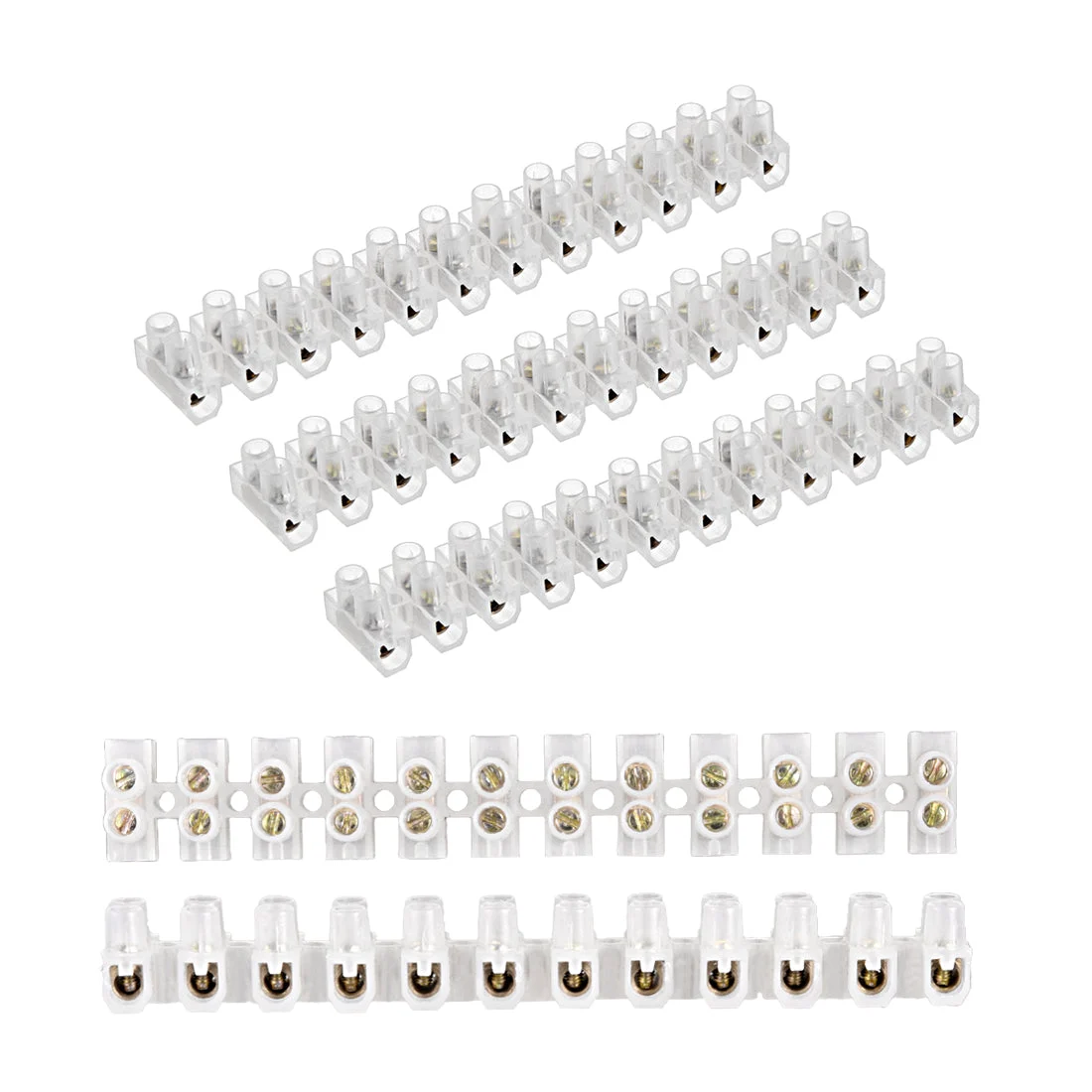 Terminal Block , 5A 12 Position Dual Row Type U Wire Connector Screw Terminal Barrier Strip , Pack of 5