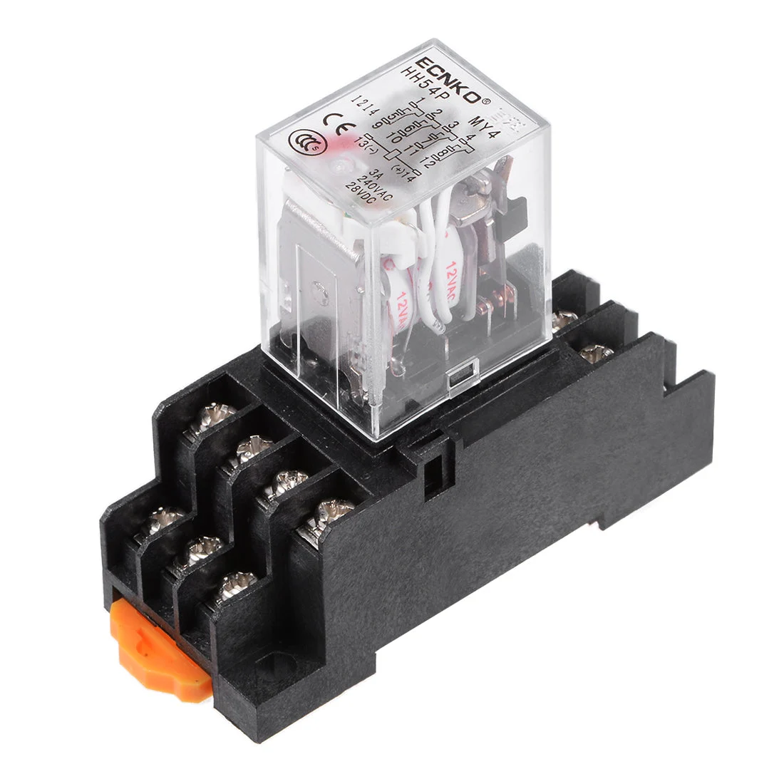 HH54P AC 12V Coil DPDT 14 Pins Red Light Electromagnetic Power Relay + socket