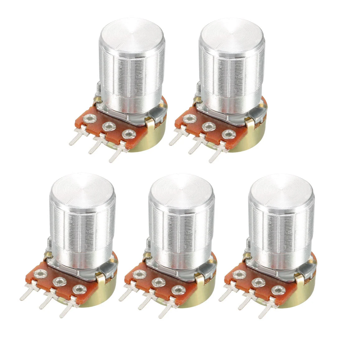 WH148 5Pcs 1K Ohm Variable Resistors Single Turn Rotary Carbon Film Taper Potentiometer with Knobs