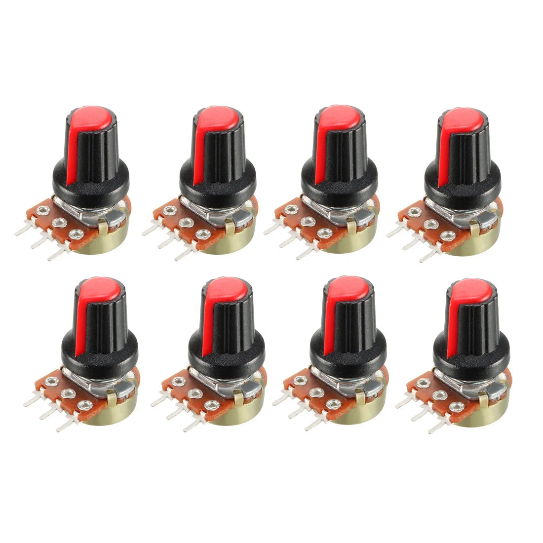 8Pcs 50K Ohm Variable Resistors Single Turn Rotary Carbon Film Taper Potentiometer with Knobs