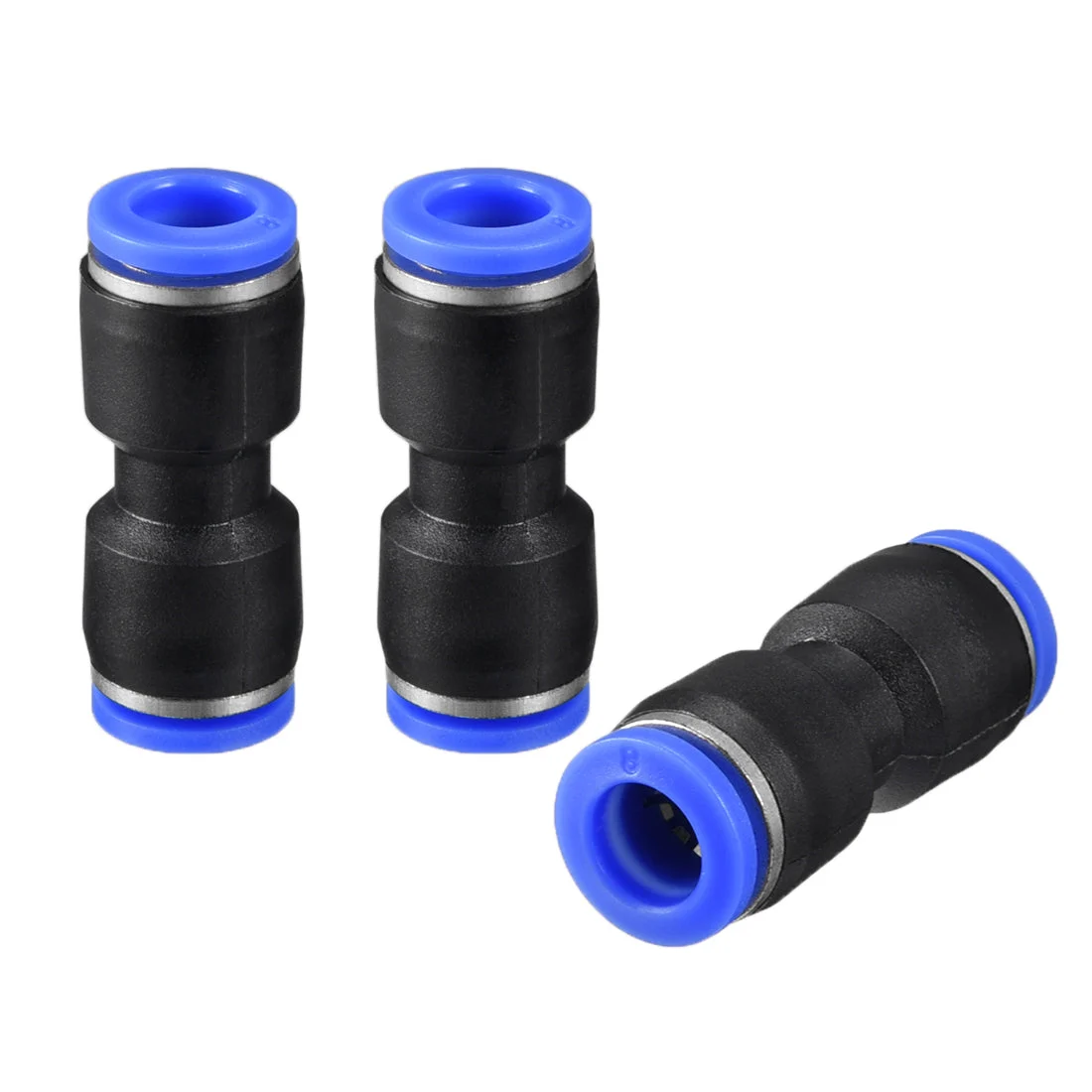 3pcs Push to Connect Fittings Tube Connect 8mm or 5/16" Straight OD Push Fit Fittings Tube Fittings Push Lock Blue