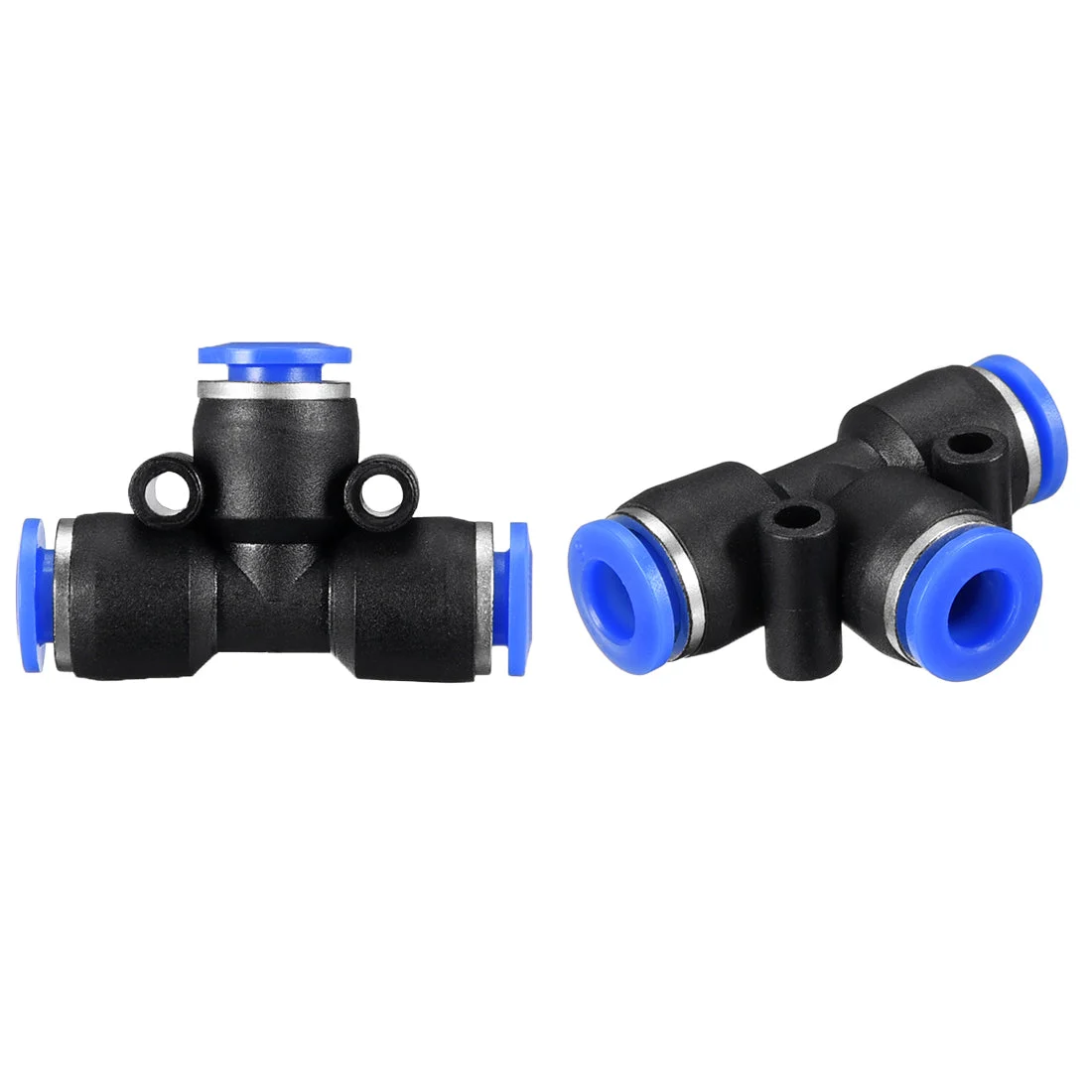 2pcs Push To Connect Fittings T Type Tube Connect 6mm or 15/64" od Push Fit Fittings Tube Fittings Push Lock Blue (6mm T tee)