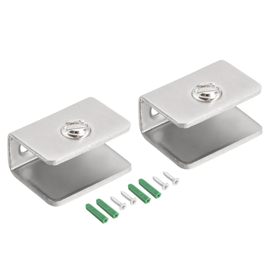Glass Shelf Brackets Stainless Steel Clamp Clip Holder Rectangle for 6-8mm Thickness 2pcs