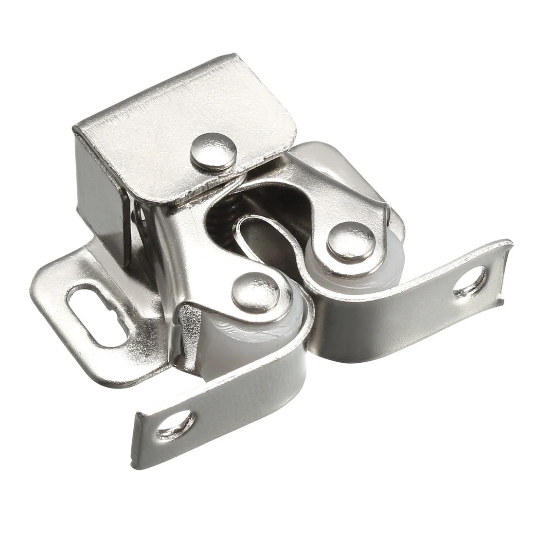 Cabinet Closet Door Double Roller Catch Ball Latch with Prong Silver