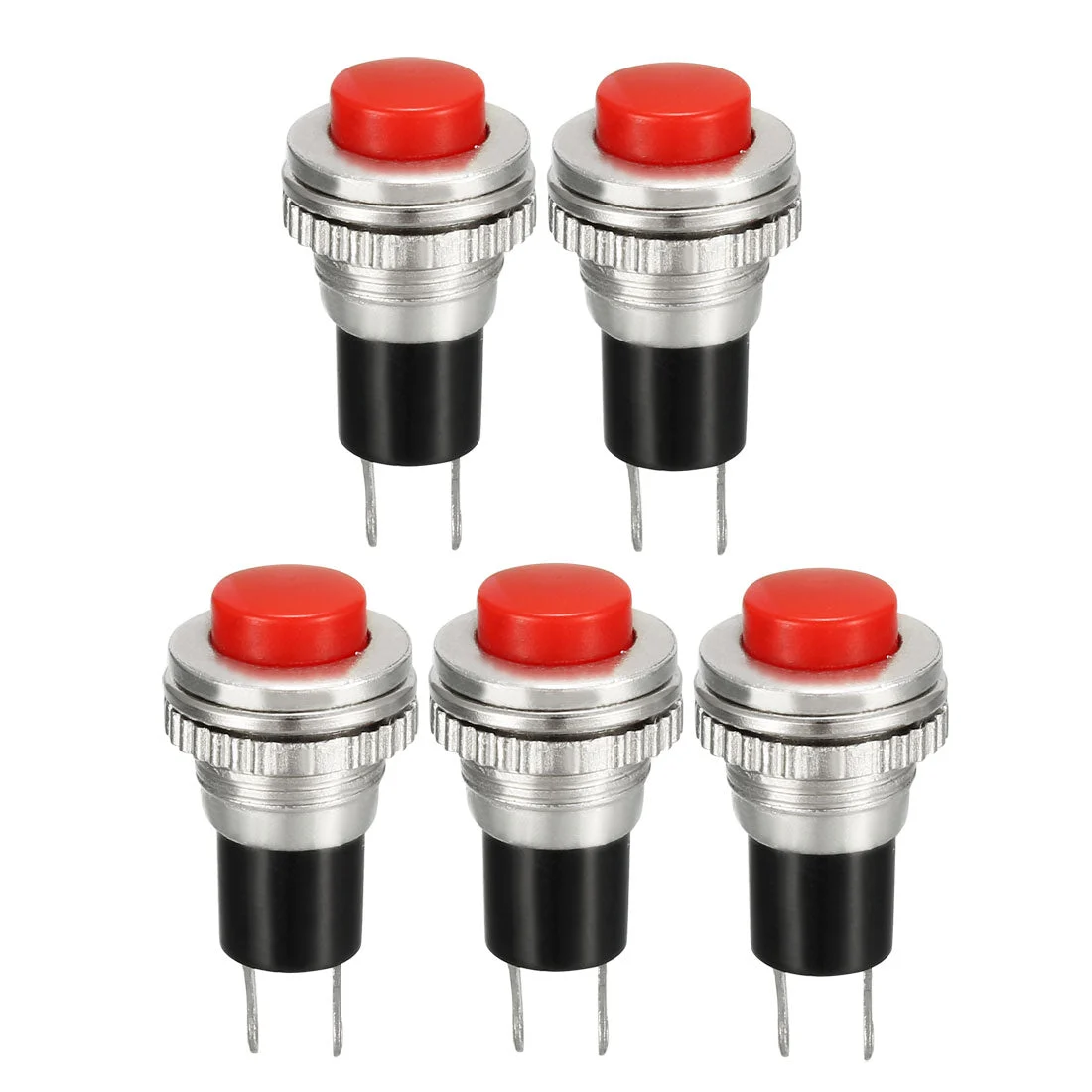 10mm Mounting Red Momentary Push Button Switch SPST NO 5pcs
