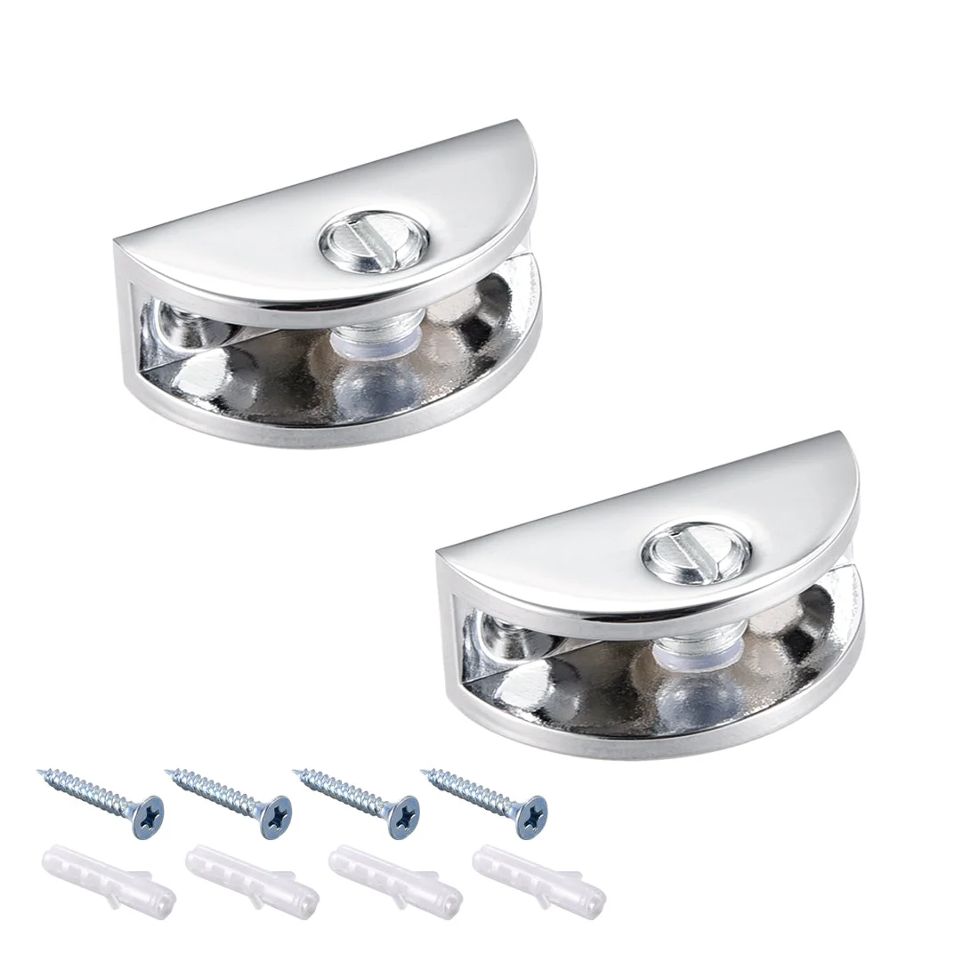 Glass Shelf Brackets Zinc Alloy Clip Half Round for 3-8mm Thickness 2pcs