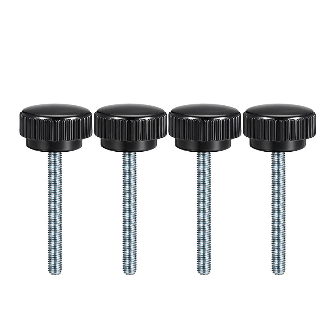 M8 x 60mm Metric Male Thread Knurled Clamping Knobs Grip Thumb Screw on Type Plastic Threaded Hand Bolt Knobs Black 4 Pcs
