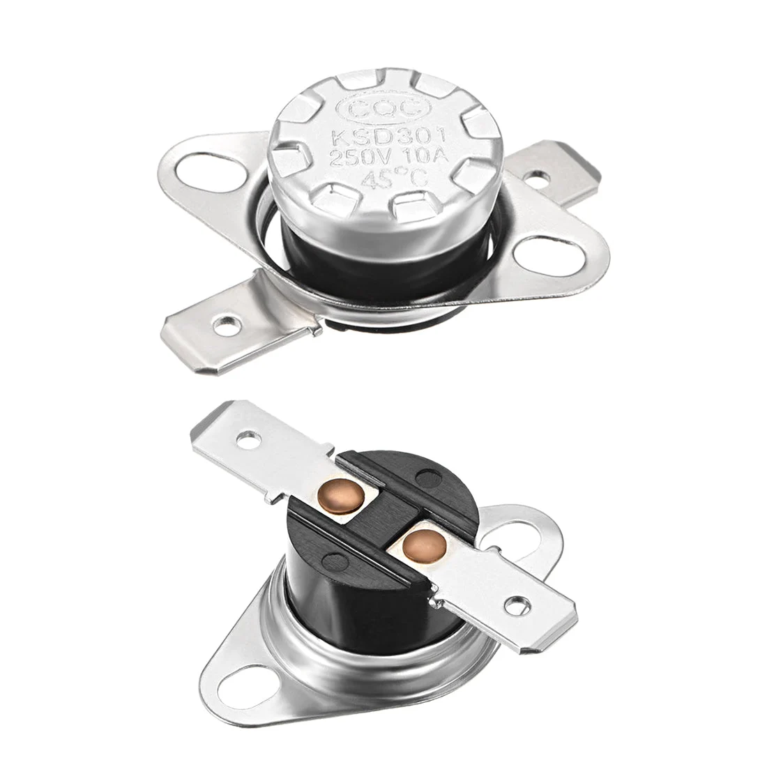 Temperature Control Switch Thermostat 45°C 10A N.C 6.3mm Pin 2pcs
