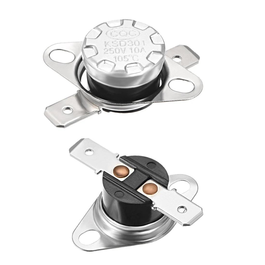 Temperature Control Switch Thermostat 105°C 10A N.C 6.3mm Pin 2pcs