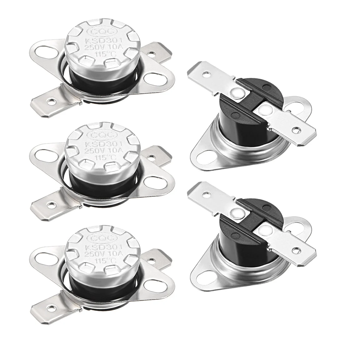 Temperature Control Switch Thermostat 115°C 10A N.C 6.3mm Pin 5pcs