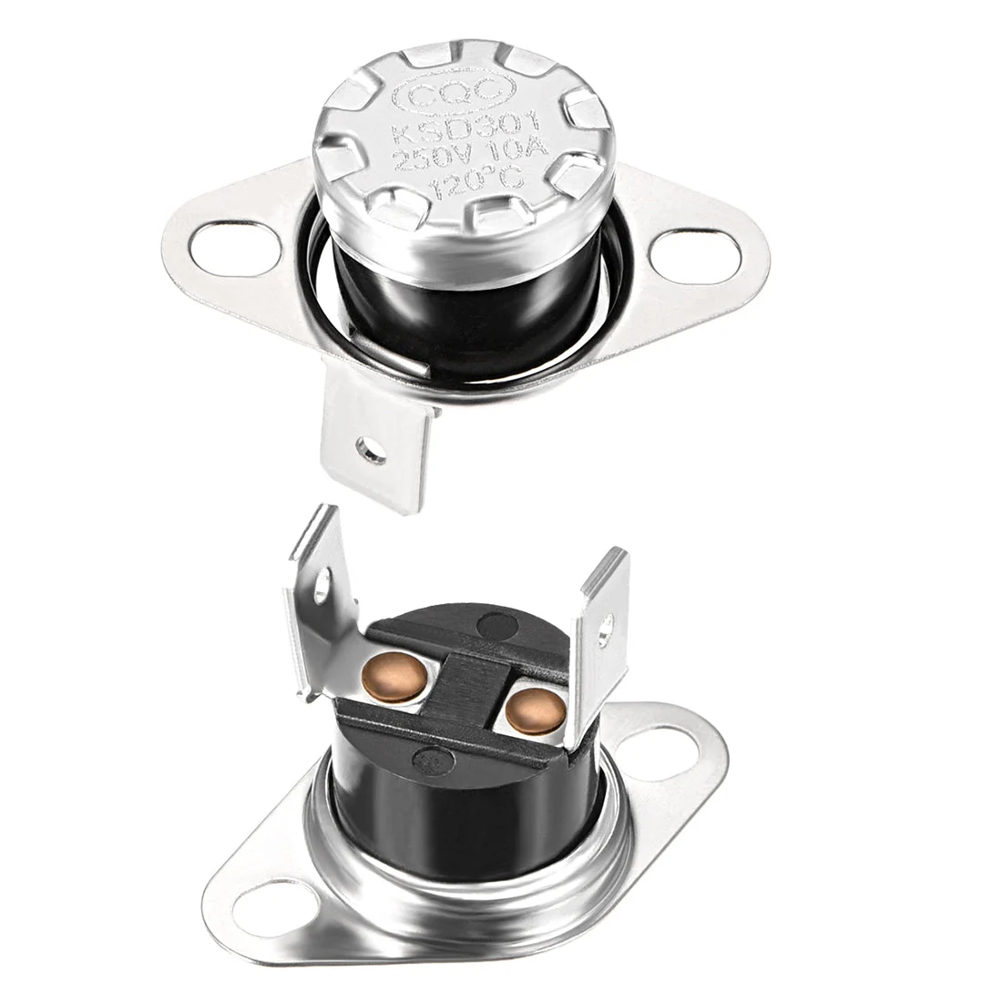 2Pcs Temperature Control Switch Thermostat 120°C 10A NC 6.3mm Pin