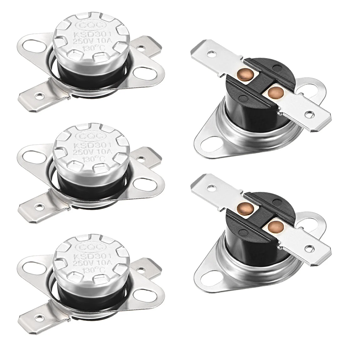 Temperature Control Switch Thermostat 130°C 10A N.C 6.3mm Pin 5pcs