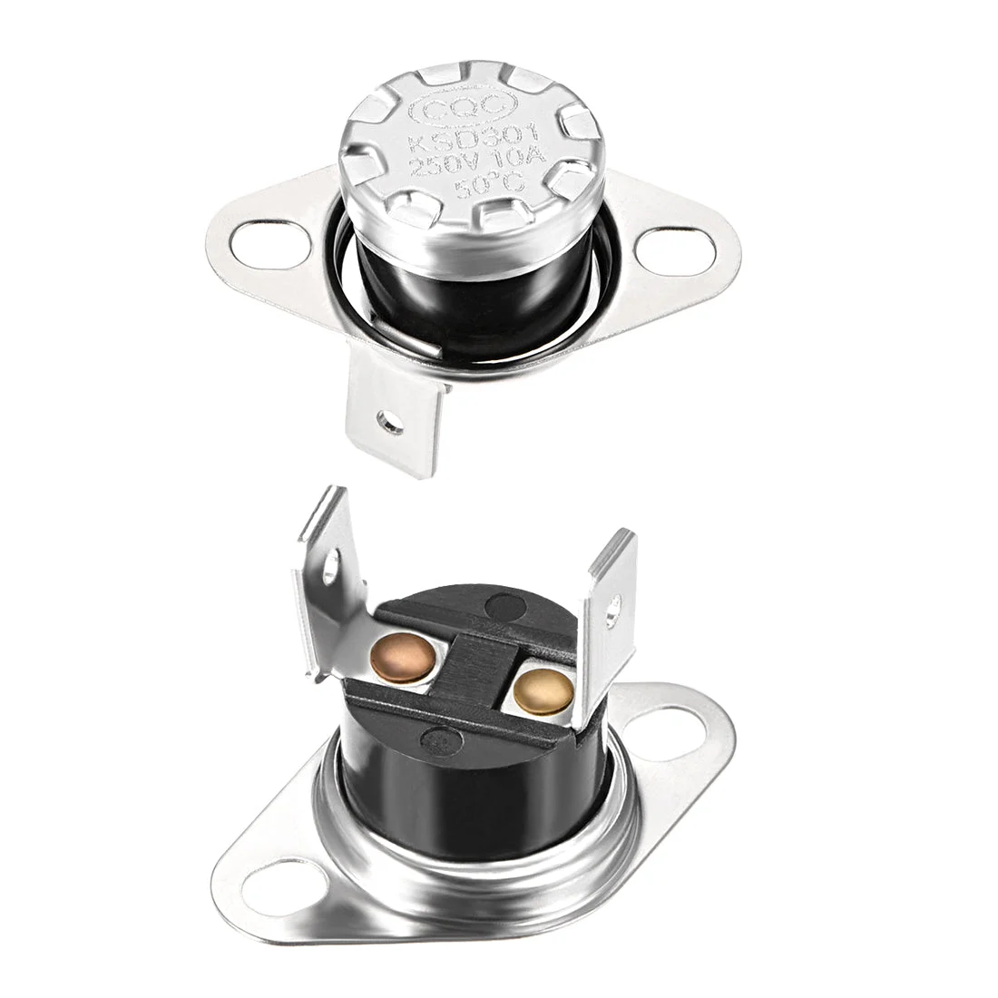 Temperature Control Switch , Thermostat , KSD301 50°C , 10A , Normally Open N.O 6.3mm Pin 2pcs