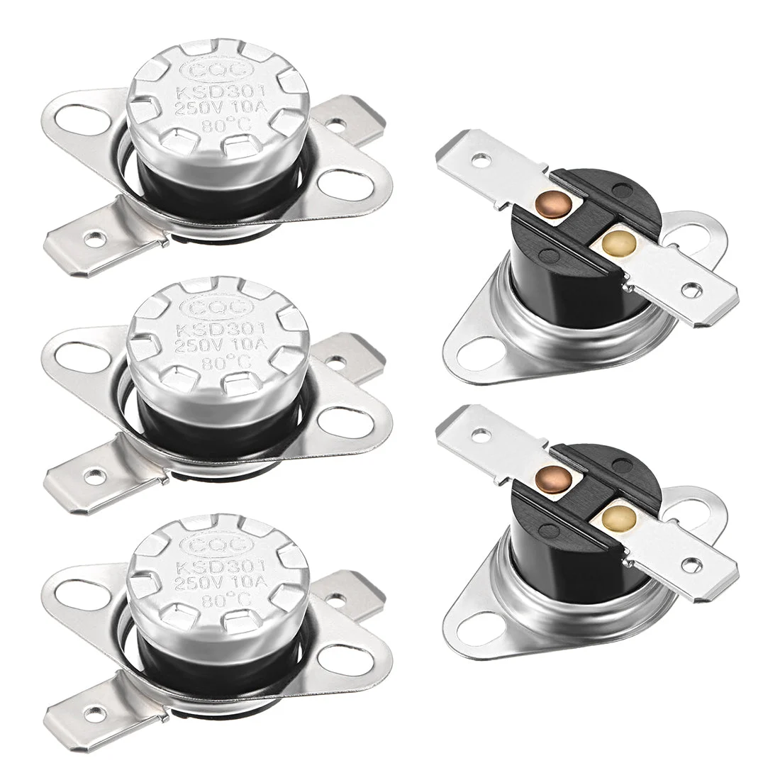 Temperature Control Switch Thermostat 80°C 10A Normally Open 6.3mm Pin 5pcs