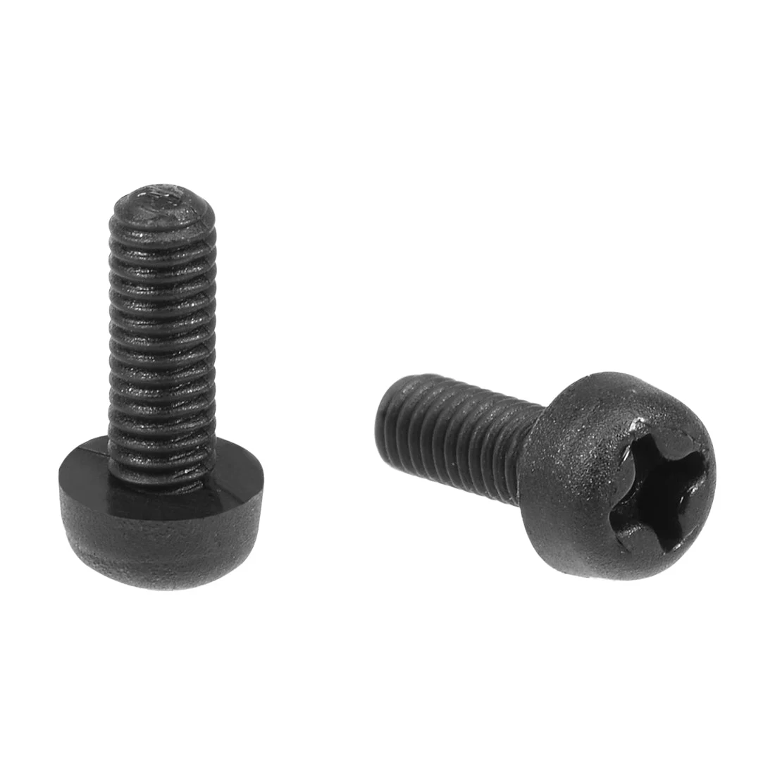 M3x8mm Threaded Nylon Phillips Cross Pan Head Machine Screws Bolts Black 50Pcs