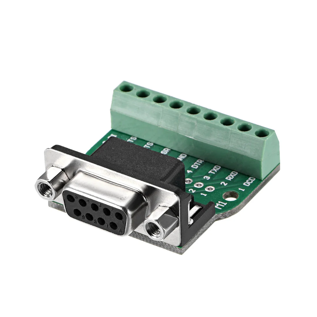 D-sub DB9 Breakout Board Connector 9 Pin 2 Row Female RS232 Serial Port Solderless Terminal Block Adapter with Positioning Nuts