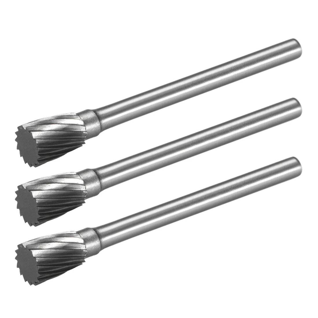 Tungsten Carbide Single Cut Rotary File Cylinder Shape with 1/8" Shank 3pcs