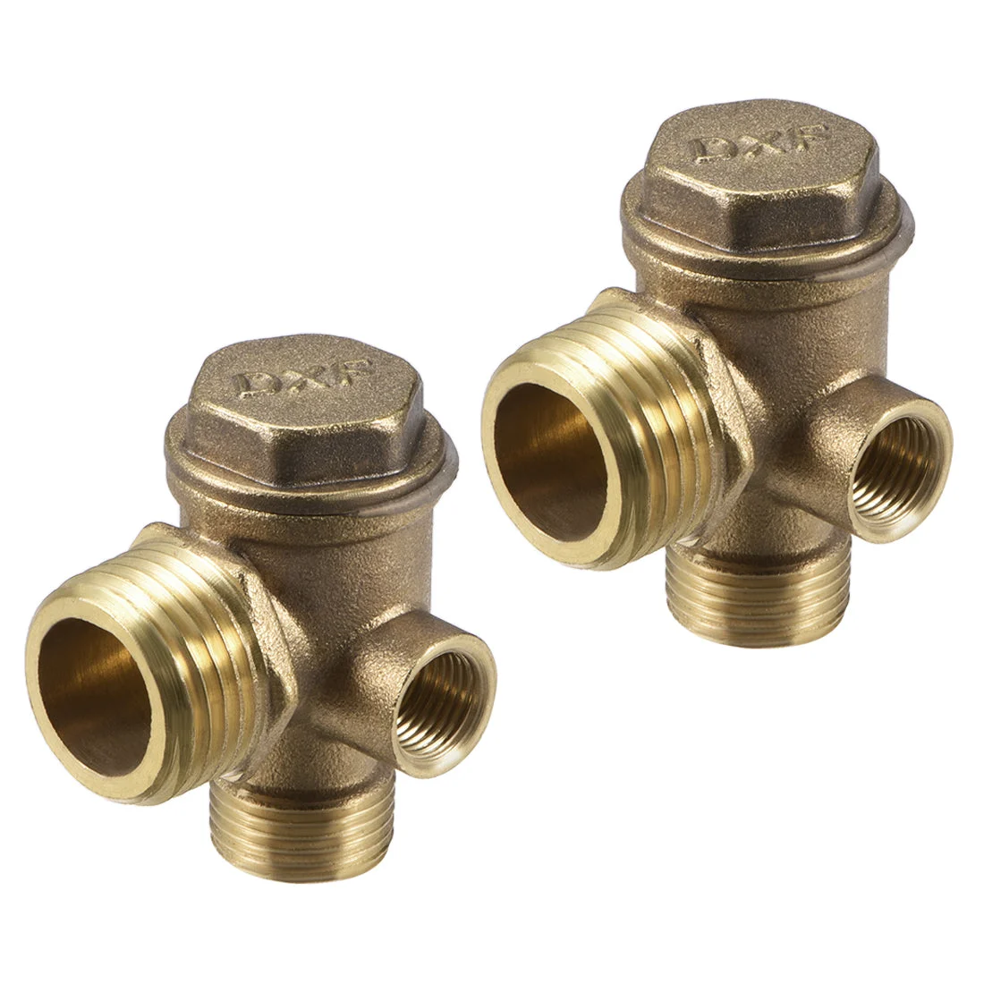 Air Compressor Check Valve Brass Thread Male 3/8PTxMale 1/2PTxM10 Female 2Pcs