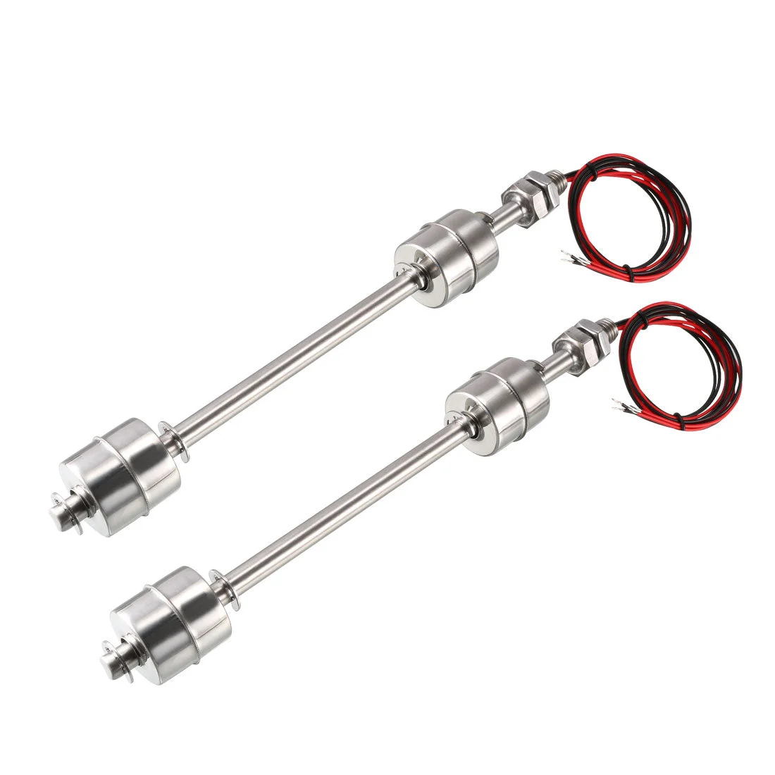 2PCS Stainless Steel Dual Ball Float Switch 220mm Vertical Water Level Sensor