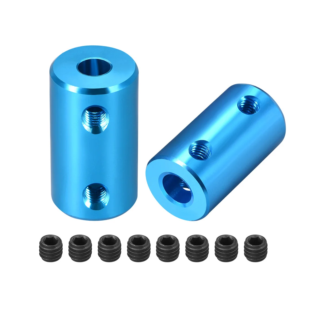 Uxcell Shaft Coupling 5mm to 6mm Bore L25xD14 Robot Motor Wheel Rigid Coupler Blue 2pcs