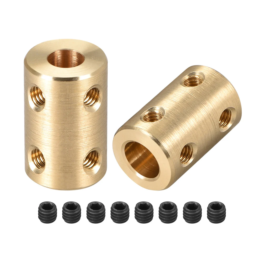 Uxcell Shaft Coupling 6mm to 8mm Bore L22xD14 Robot Motor Wheel Rigid Coupler Connector Gold Tone 2PCS