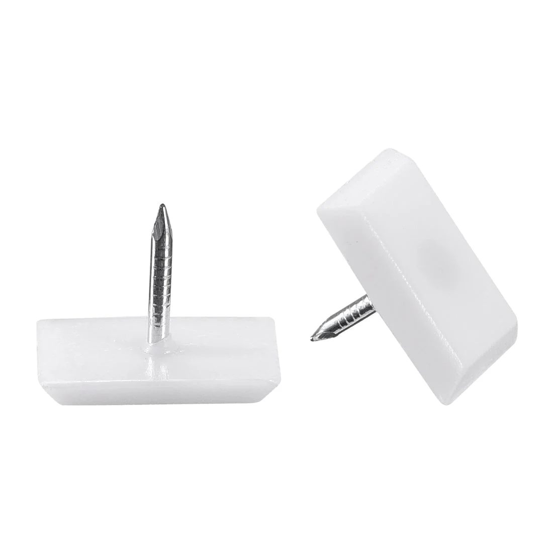 Furniture Feet Nail Plastic Glide Nails Square Glide Nails Chair Table Leg Protector Pads 18mm x 12mm White 60pcs