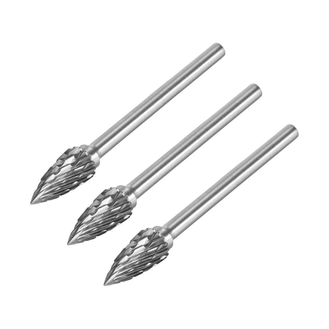 Rotary Files Double Cut Pointed Tree G Type 1/8" Shank 1/4" Head Size 3pcs