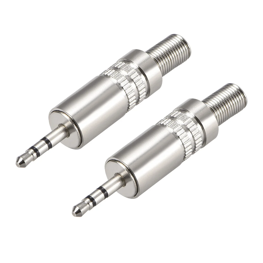 2.5mm Stereo Male Jack Solder Connector Audio Video Cable Power Adapter Zinc Alloy 2Pcs