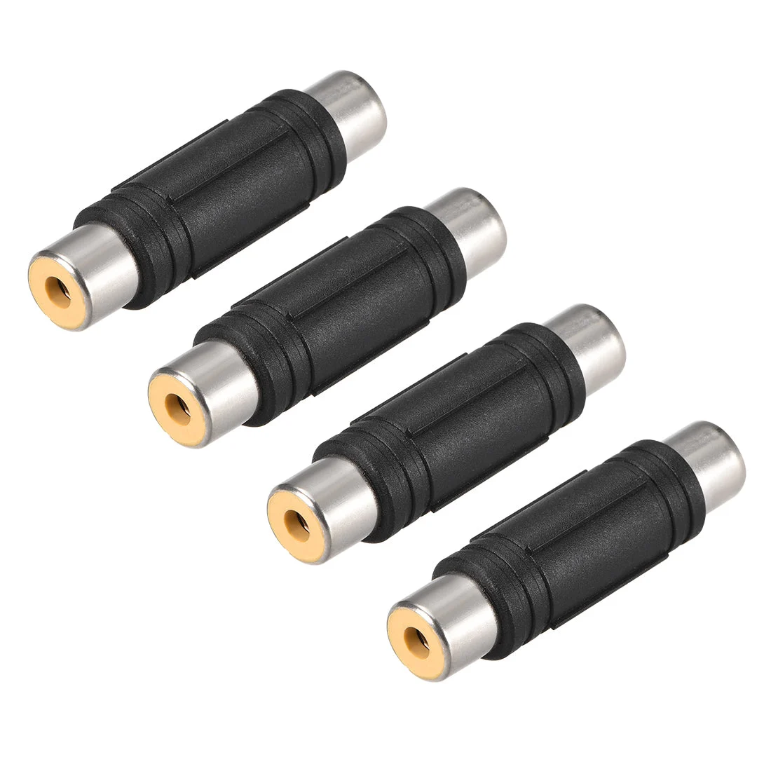 Uxcell RCA Female to Female Connector Stereo Audio Video Cable Adapter Coupler Black 4Pcs