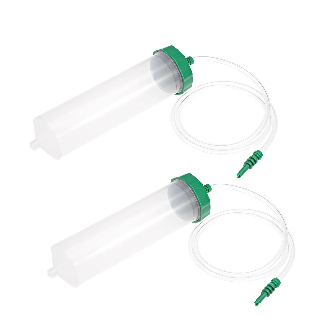 Air Tubing Glue Dispenser Syringes 300cc Clear w Adapter for Industrial, 2 Pcs (Plastic Cover)