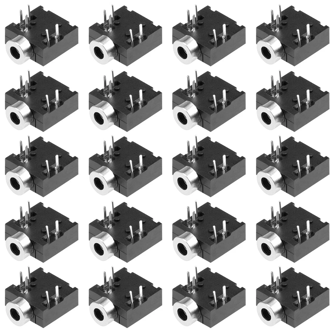 PCB Mount 2.5mm 5 Pin Socket Headphone Stereo Jack Audio Video Connector PJ204 Black 20Pcs