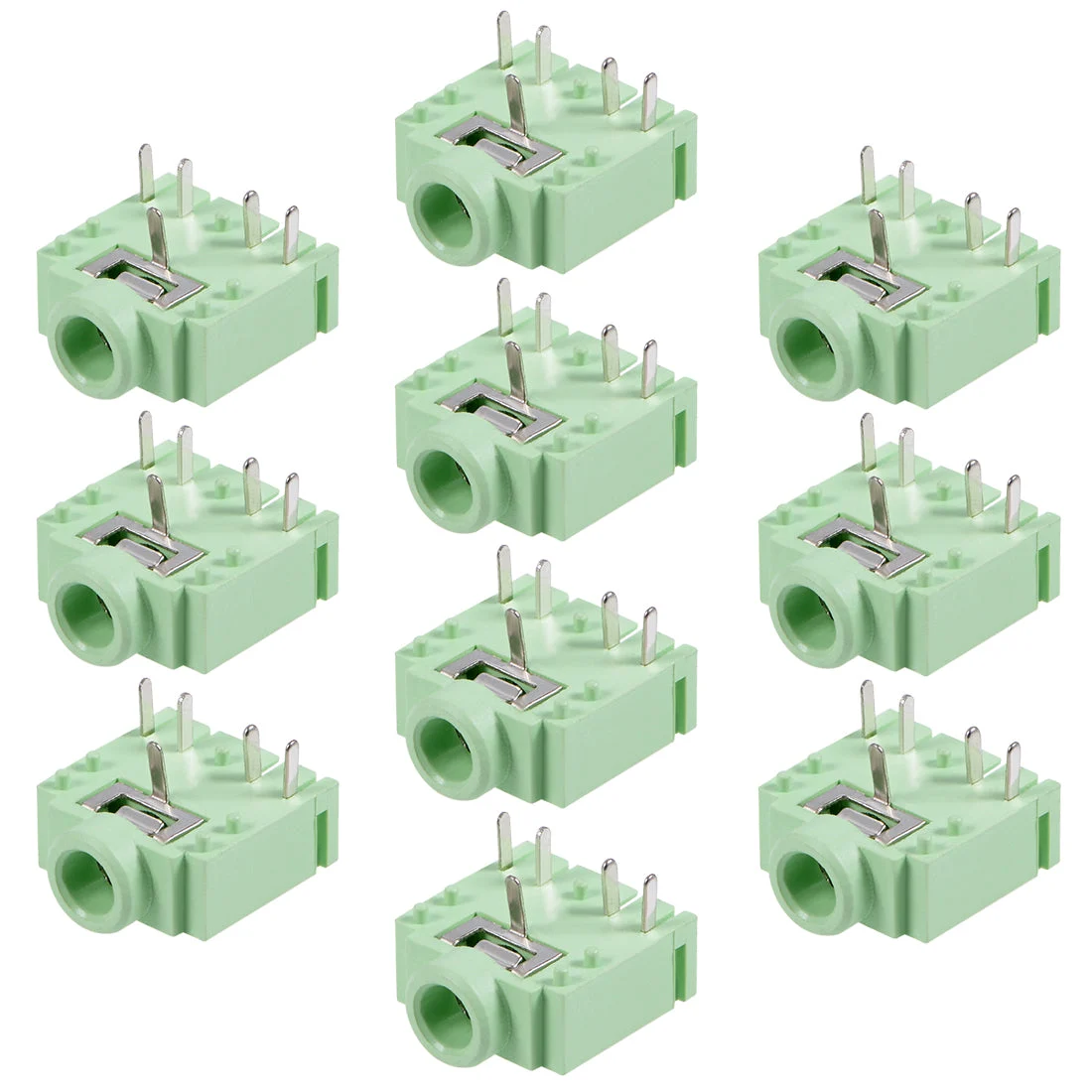 PCB Mount 3.5mm 5 Pin Socket Headphone Stereo Jack Audio Video Connector PJ307 Green 10Pcs