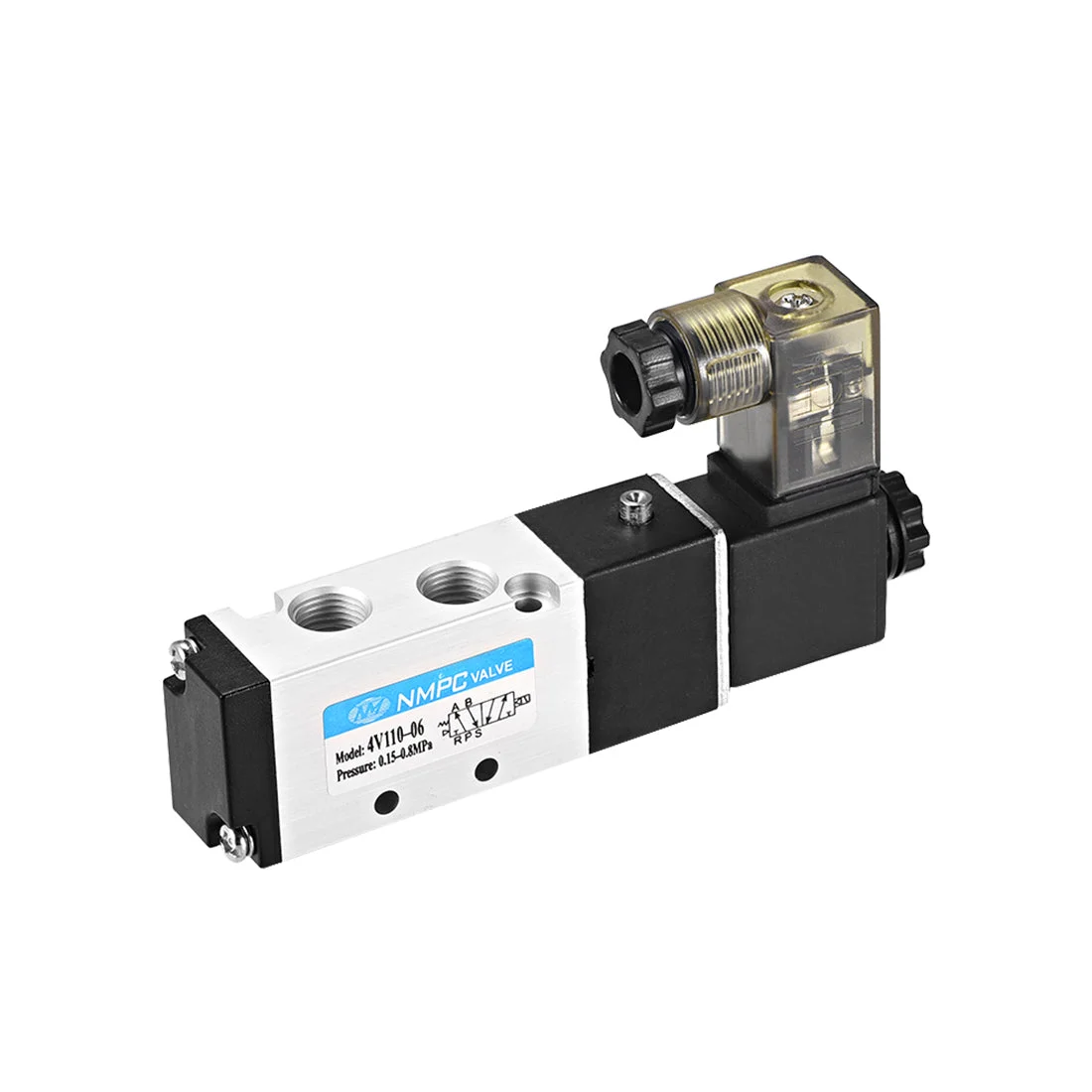 4V110-06 Pneumatic Air Single Electrical Control Solenoid Valve AC110V 5 Way 2 Position 1/8" PT Thread Internally Piloted Acting Type w LED Light