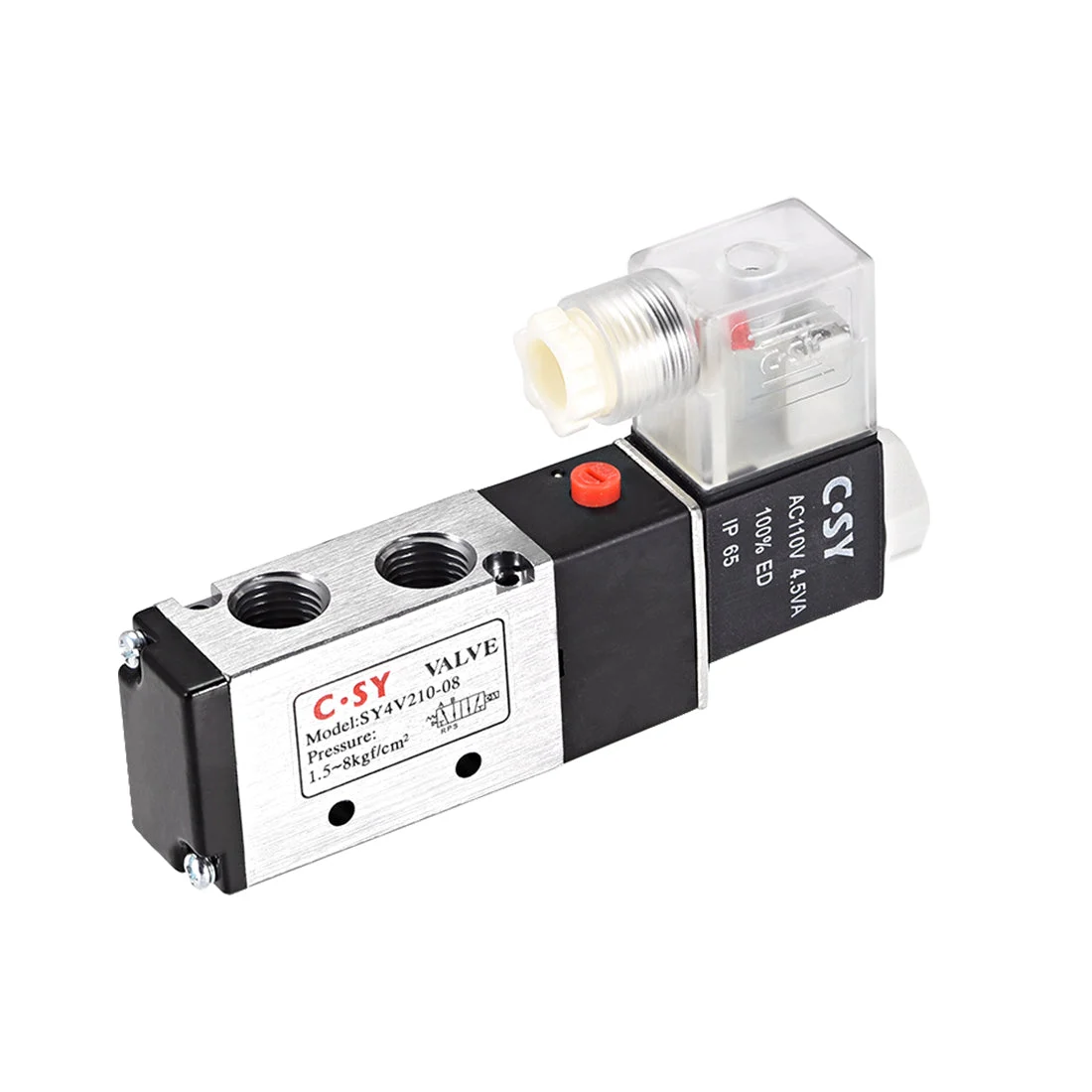 4V210-08 Pneumatic Air Single Electrical Control Solenoid Valve AC 110V 5 Way 2 Position 1/4" PT Thread Internally Piloted Acting Type w LED Light