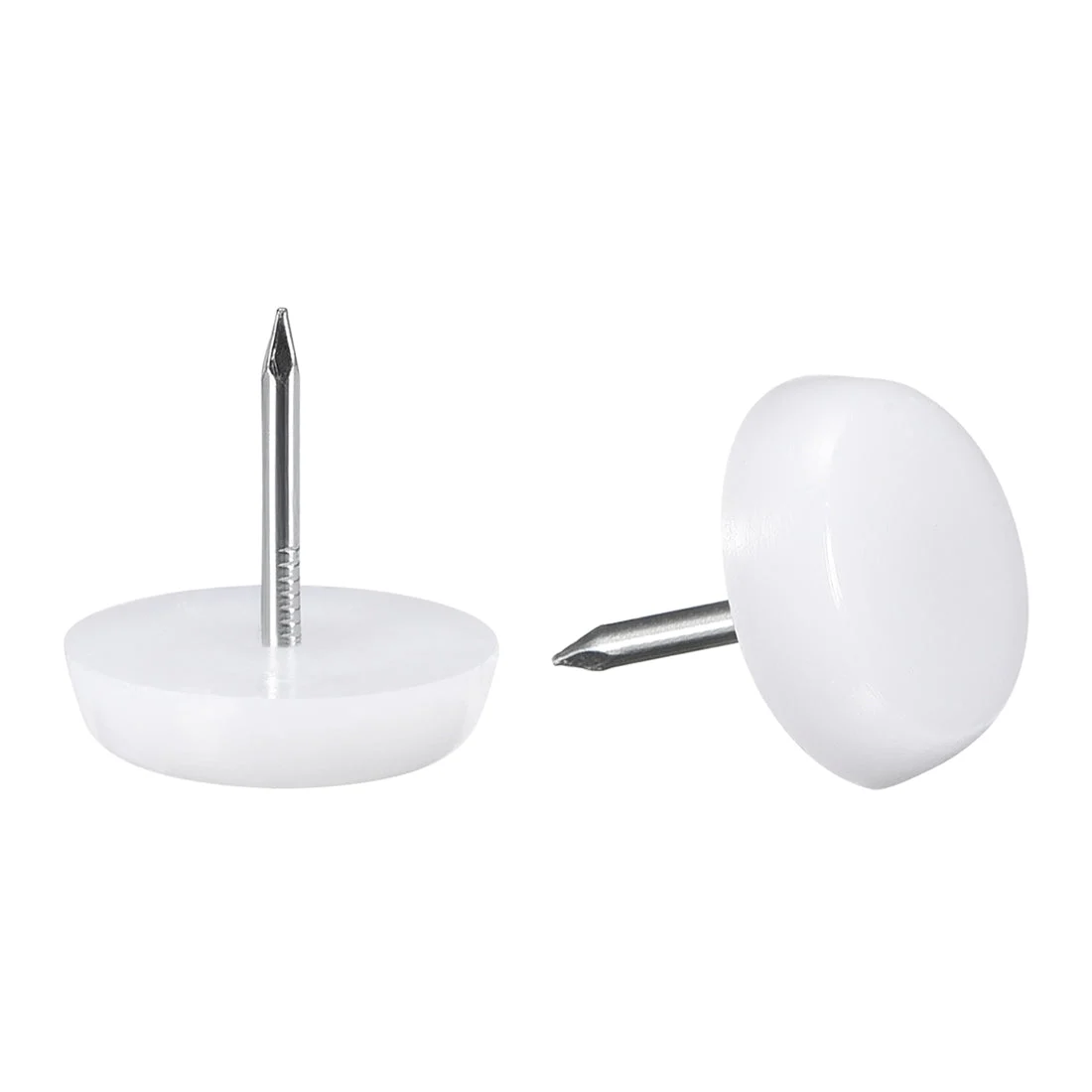 Furniture Feet Nail Plastic Glide Nails Chair Table Leg Protector Pads 16mm Dia White 70pcs