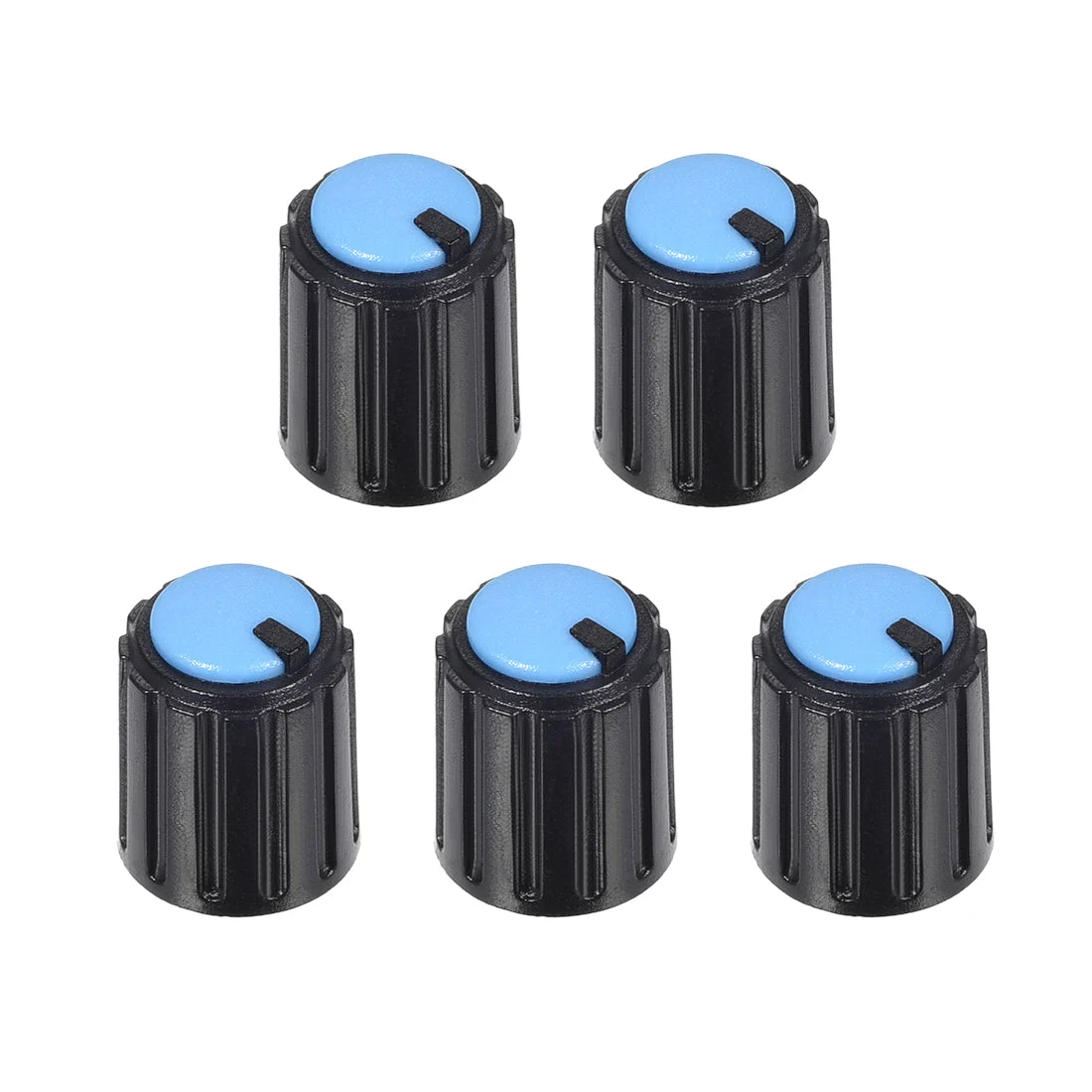 5 Pcs 6mm Insert Shaft 10x12mm Plastic Potentiometer Rotary Knob Blue, Black